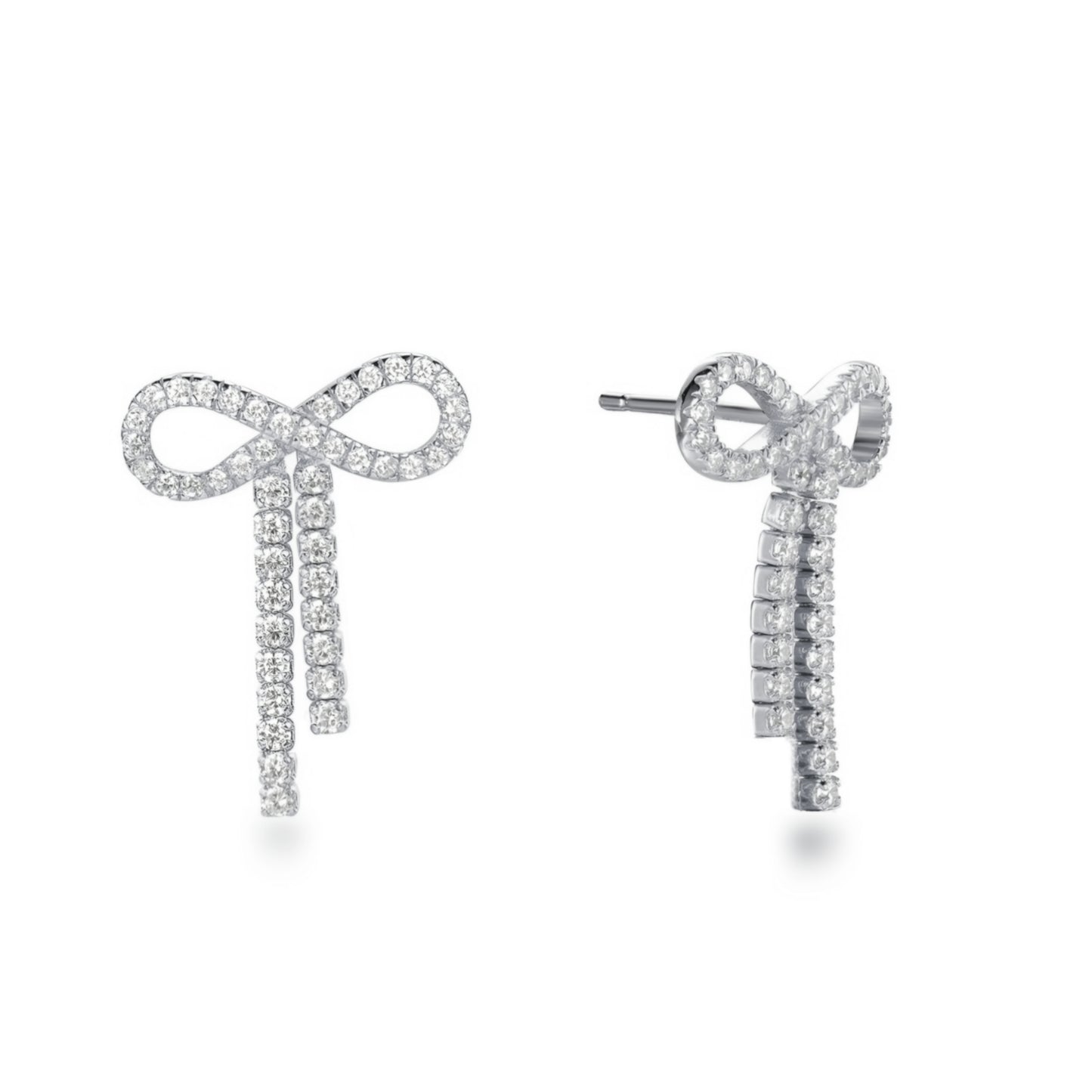 Sterling Silver Elegant CZ Bowknot Earrings