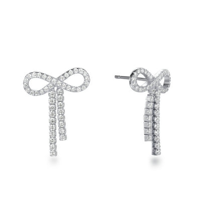 Sterling Silver Elegant CZ Bowknot Earrings