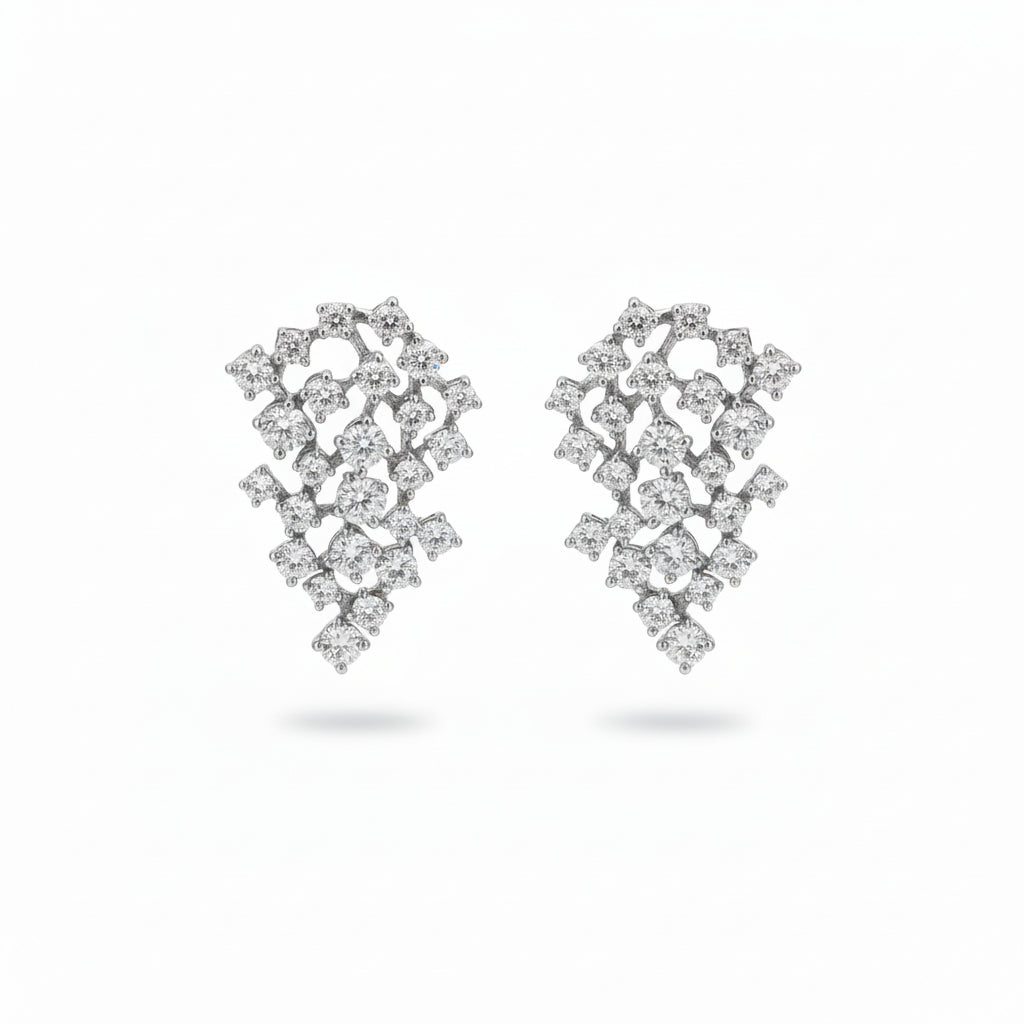 14K White Gold Diamond Cluster Inverted Teardrop Earrings - 2.27 CTW