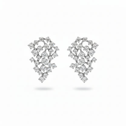 14K White Gold Diamond Cluster Inverted Teardrop Earrings - 2.27 CTW