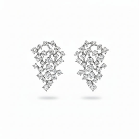 14K White Gold Diamond Cluster Inverted Teardrop Earrings - 2.27 CTW