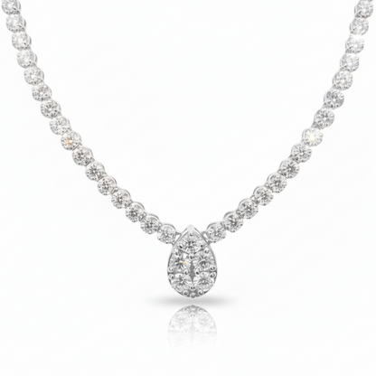 Teardrop Center Natural Diamond Necklace