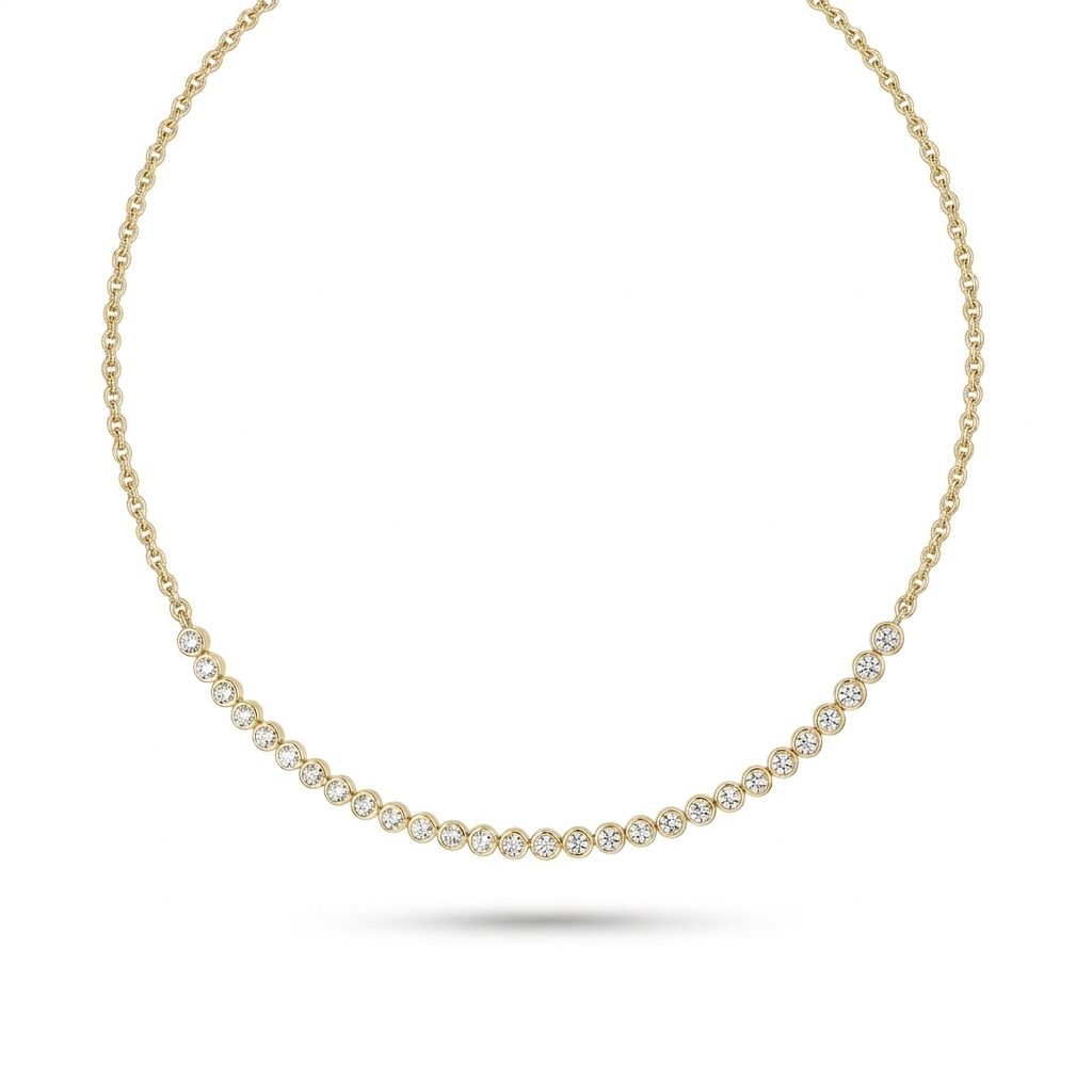 The Flexible Contour Bezel-Set 2.23ct TW Lab-Grown Diamond Necklace in 14k Yellow Gold