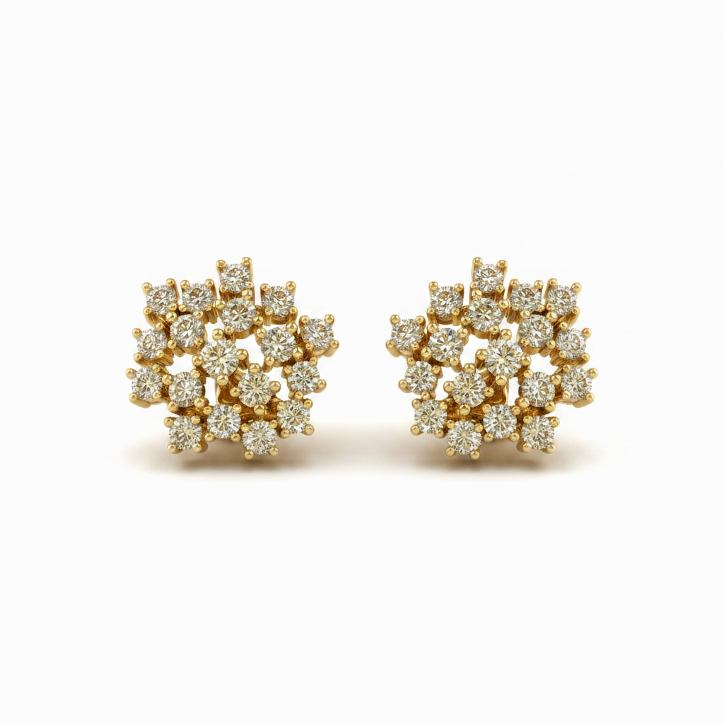 14K Lab Grown Diamond Cluster Earrings