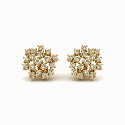 14K Lab Grown Diamond Cluster Earrings