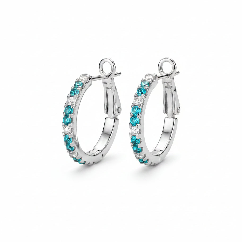 Titanium Post Pastel Colors CZ With Flip Closure Hoops