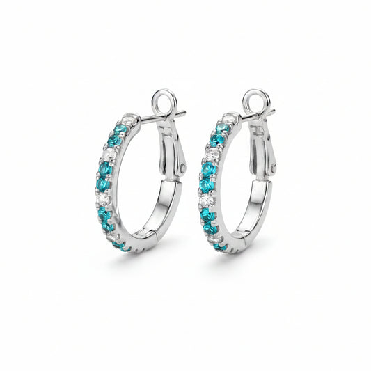 Titanium Post Pastel Colors CZ With Flip Closure Hoops