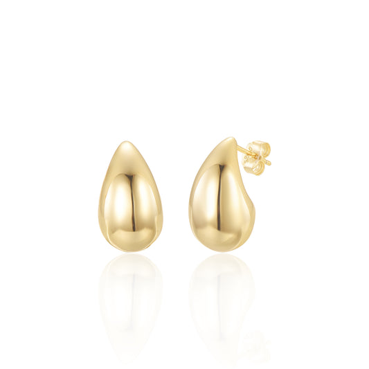 Sterling Silver Gold Plated Teardrop Stud Earrings