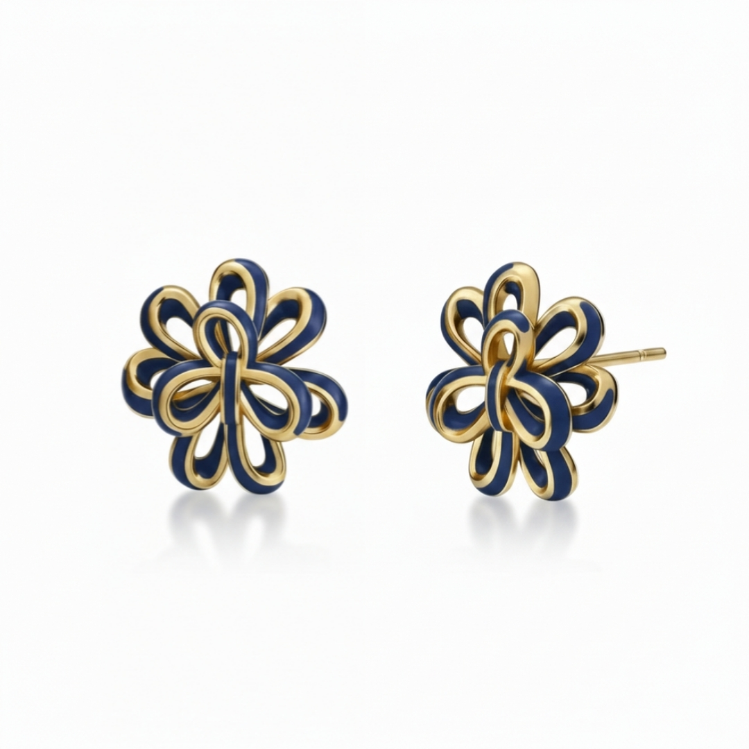 Looped Petal Blossom Enamel  Studs - Surgical Steel Posts