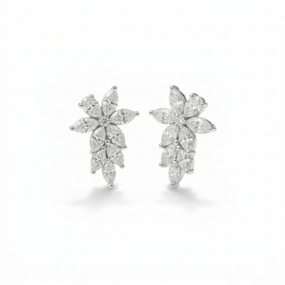 Vine-Inspired Lab-Grown Diamond Cluster Earrings 1.4ct (14k White Gold)