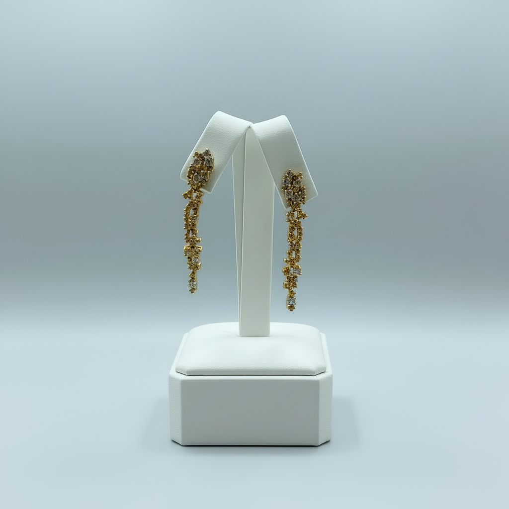 14k Gold and Cascading Diamonds Earrings