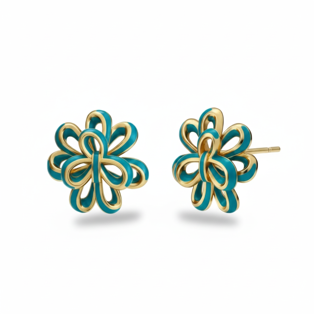 Looped Petal Blossom Enamel  Studs - Surgical Steel Posts