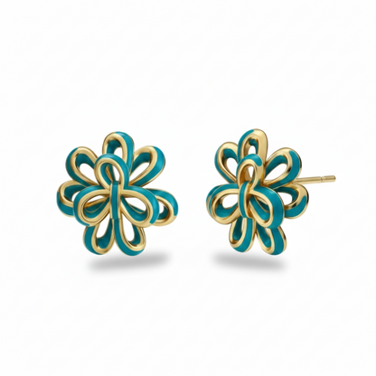 Looped Petal Blossom Enamel  Studs - Surgical Steel Posts