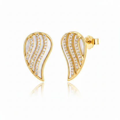Sterling Silver Gold Plated Mother of Pearl Teardrop Stud Earring