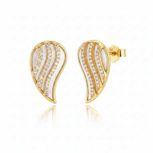 Sterling Silver Gold Plated Mother of Pearl Teardrop Stud Earring