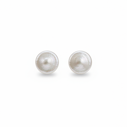 Coin Pearl Stud Earrings