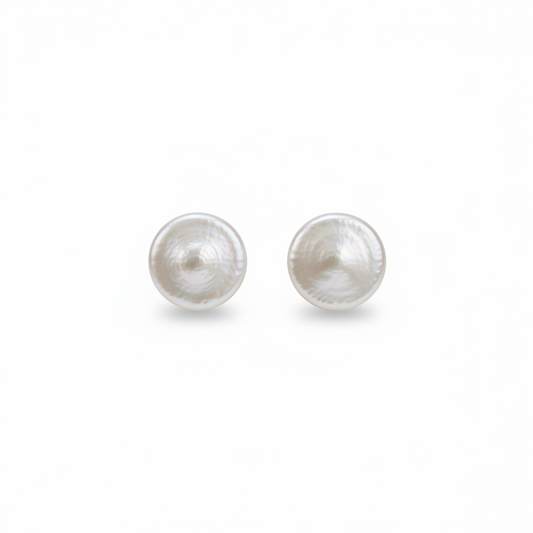 Coin Pearl Stud Earrings