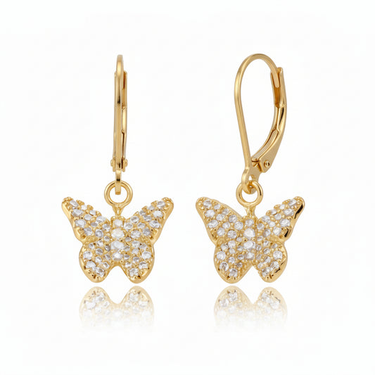 Surgical Steel CZ Micropave Butterfly Earrings