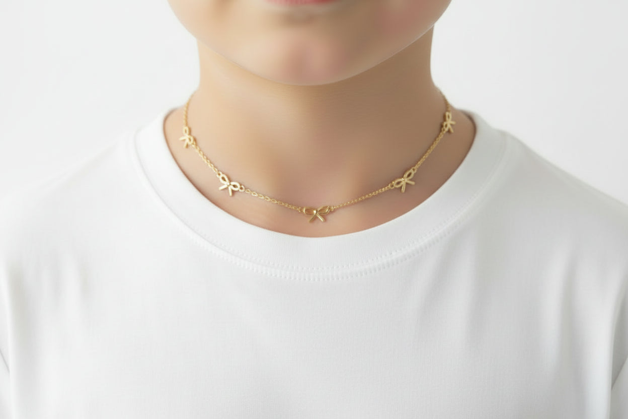 Gold Plated Sterling Silver Bowknot Necklace