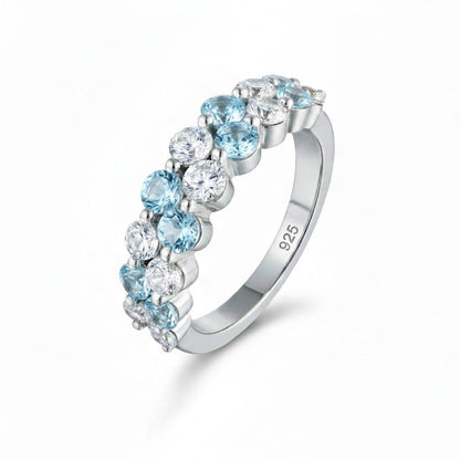 Sterling Silver Double Row CZ Band Ring