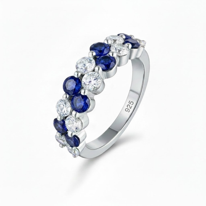 Sterling Silver Double Row CZ Band Ring