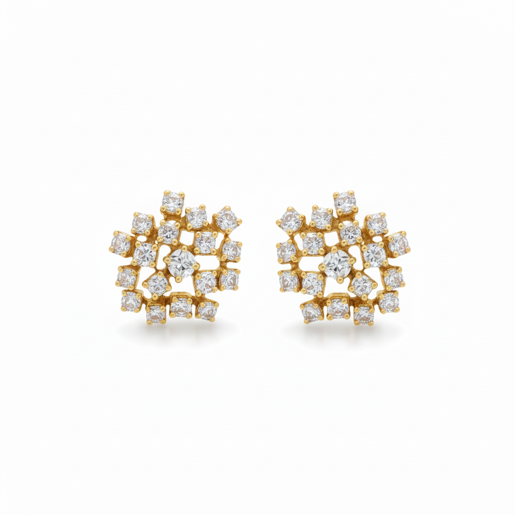 14K Lab Grown Diamond Cluster Earrings