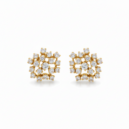 14K Lab Grown Diamond Cluster Earrings