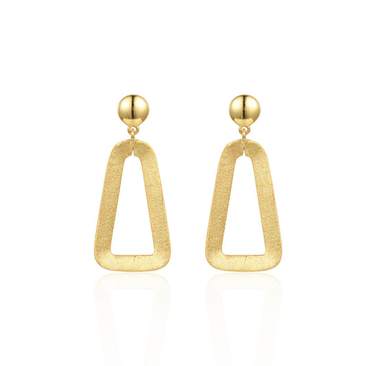Sterling Silver Brushed Gold Plated Hanging Triangle Earring
