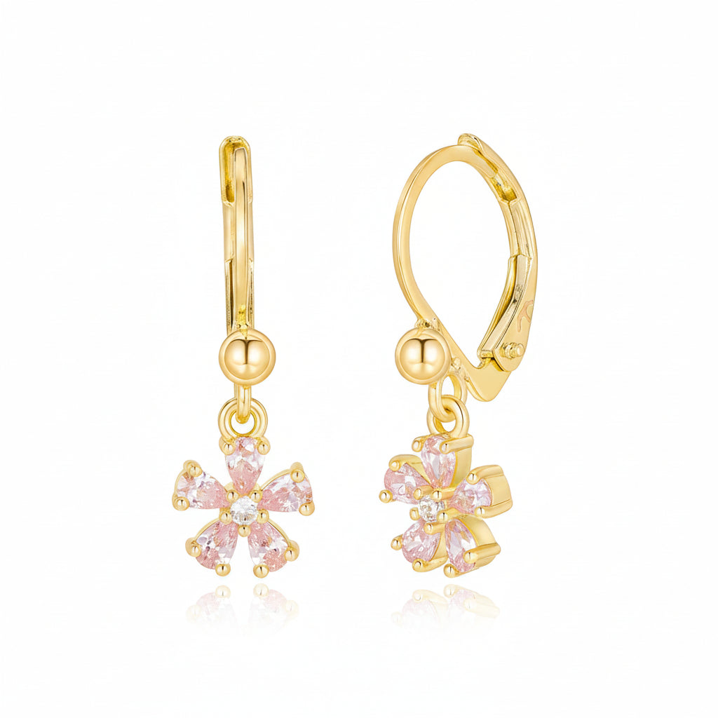 Surgical Steel Leverback Hanging Flower Earrings