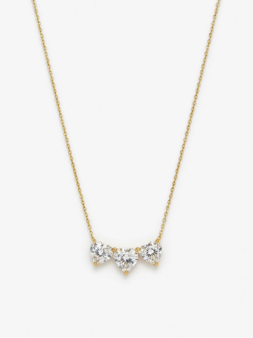 Three Heart Lab Grown Diamond Necklace