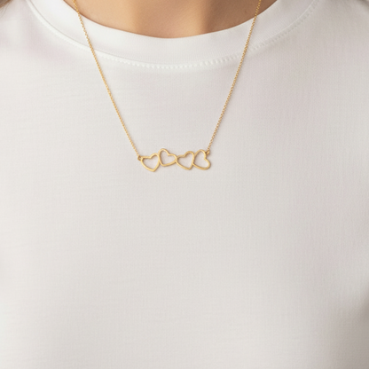 Gold Plated Sterling Silver Four Heart Necklace