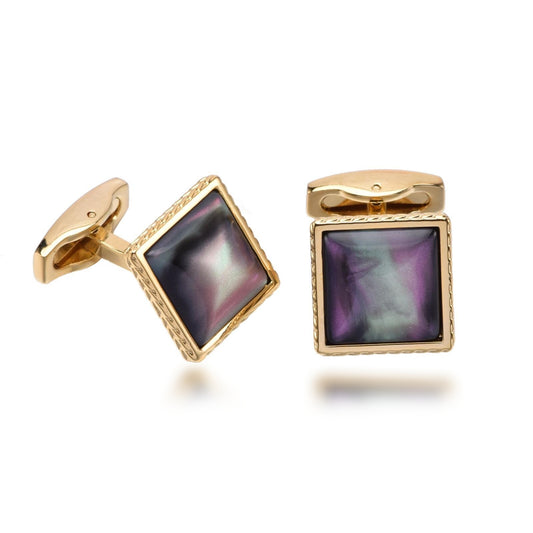 Square Colored Shell Pearl Cufflinks