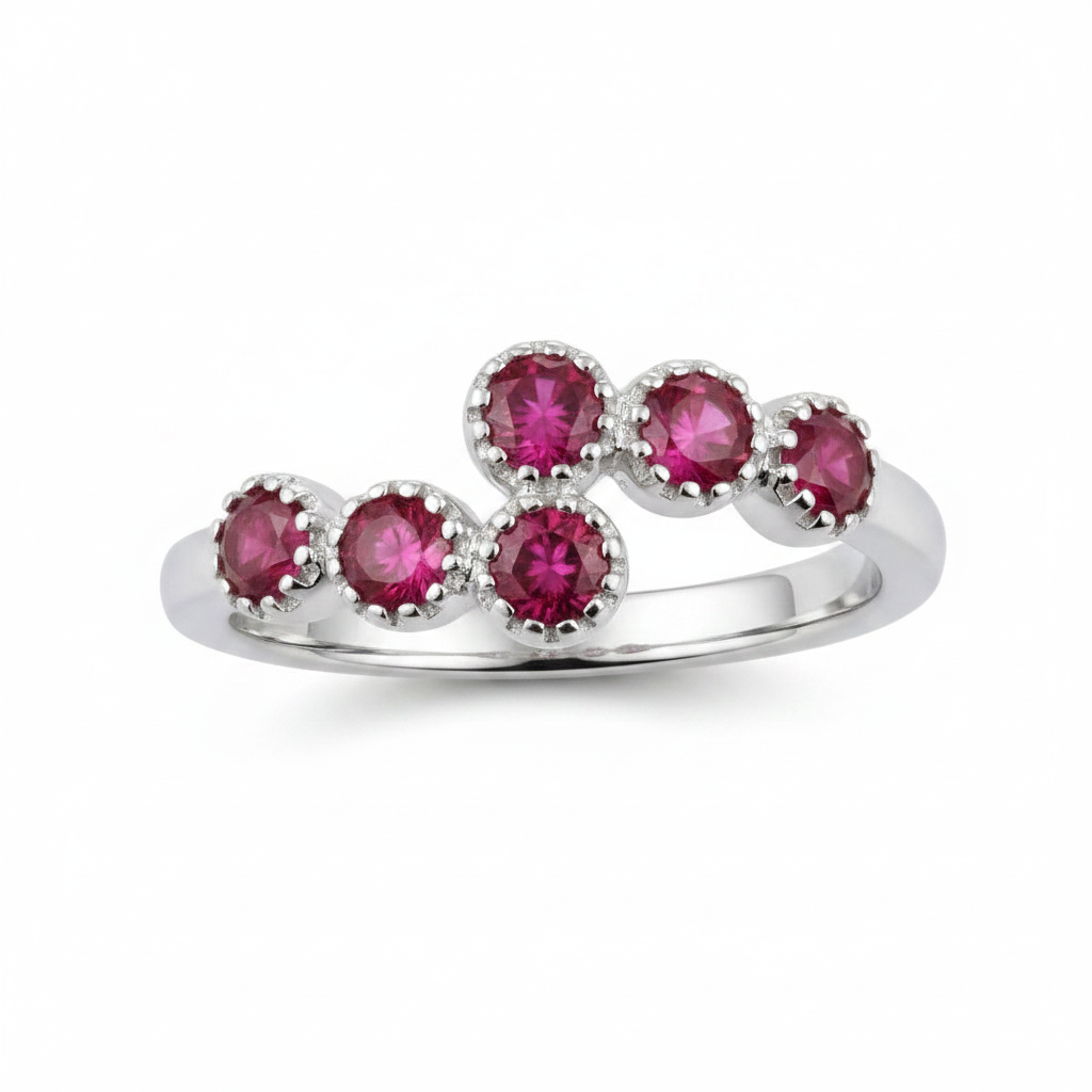 Sterling Silver Double Row CZ Bypass Crossover Ring