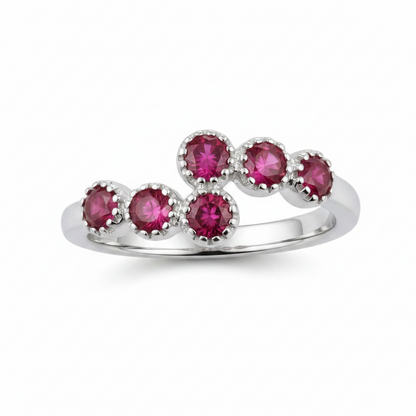 Sterling Silver Double Row CZ Bypass Crossover Ring
