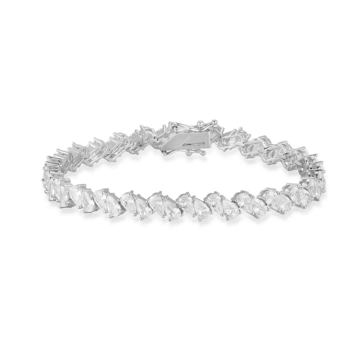 Sterling Double Pear Silver Tennis Bracelet