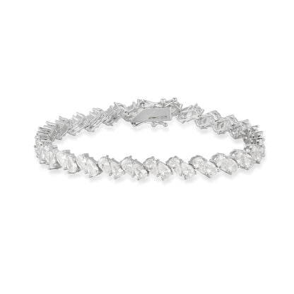 Sterling Double Pear Silver Tennis Bracelet