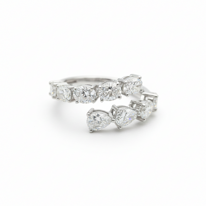 Lab Grown Diamond Ovals and Pears Bypass 14k Ring