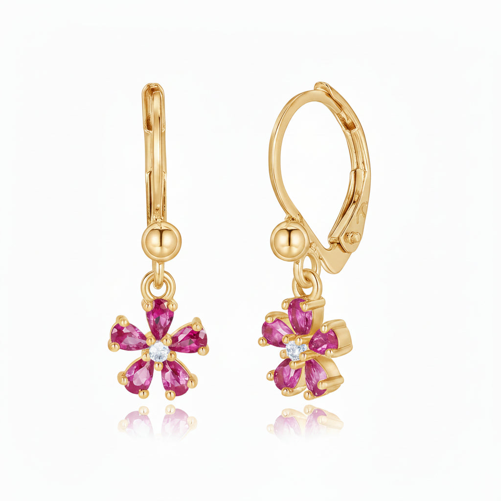 Surgical Steel Leverback Hanging Flower Earrings