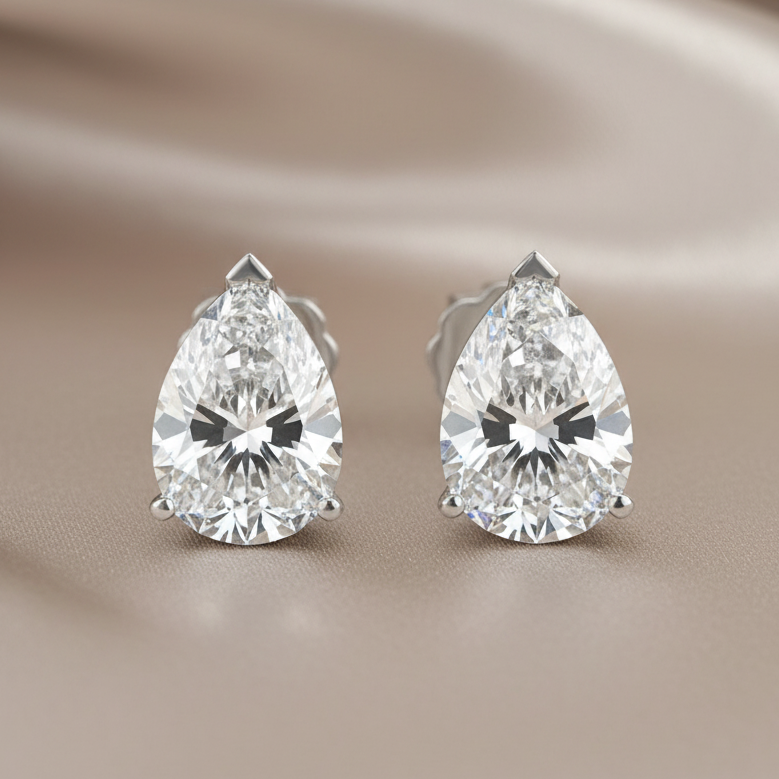 14k Lab Grown Diamond Pear Shaped Solitaire Stud Earrings