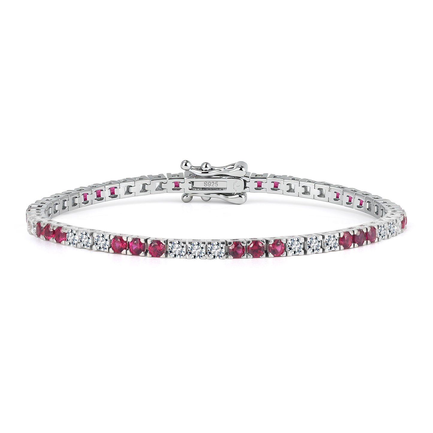Sterling Silver Three Alternating Stone Tennis Bracelet