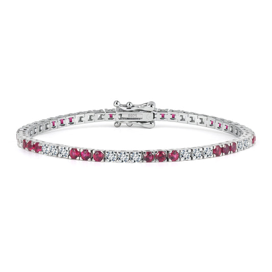 Sterling Silver Three Alternating Stone Tennis Bracelet