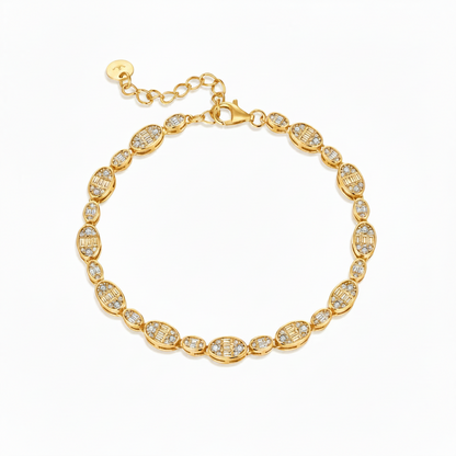 Oval Cluster CZ Link Bracelet