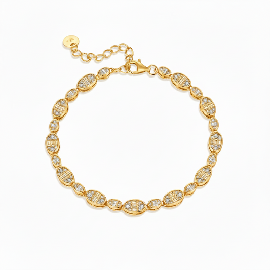 Oval Cluster CZ Link Bracelet