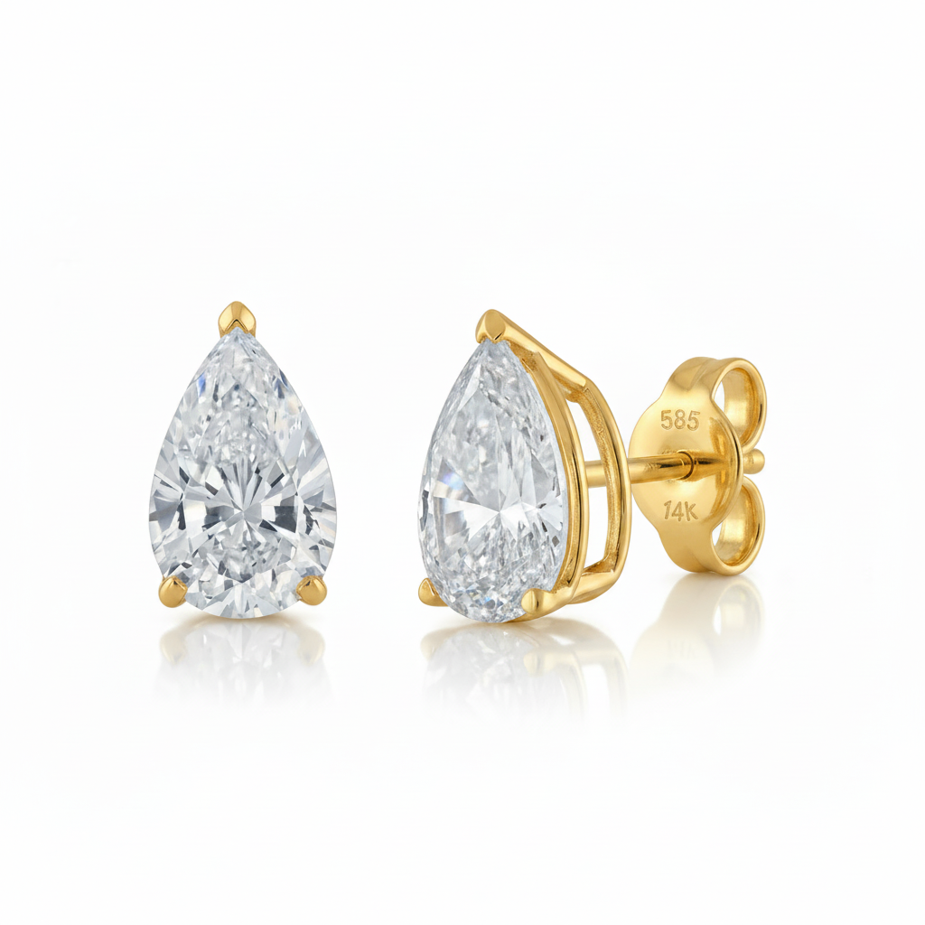 14k Lab Grown Diamond Pear Shaped Solitaire Stud Earrings