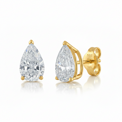 14k Lab Grown Diamond Pear Shaped Solitaire Stud Earrings