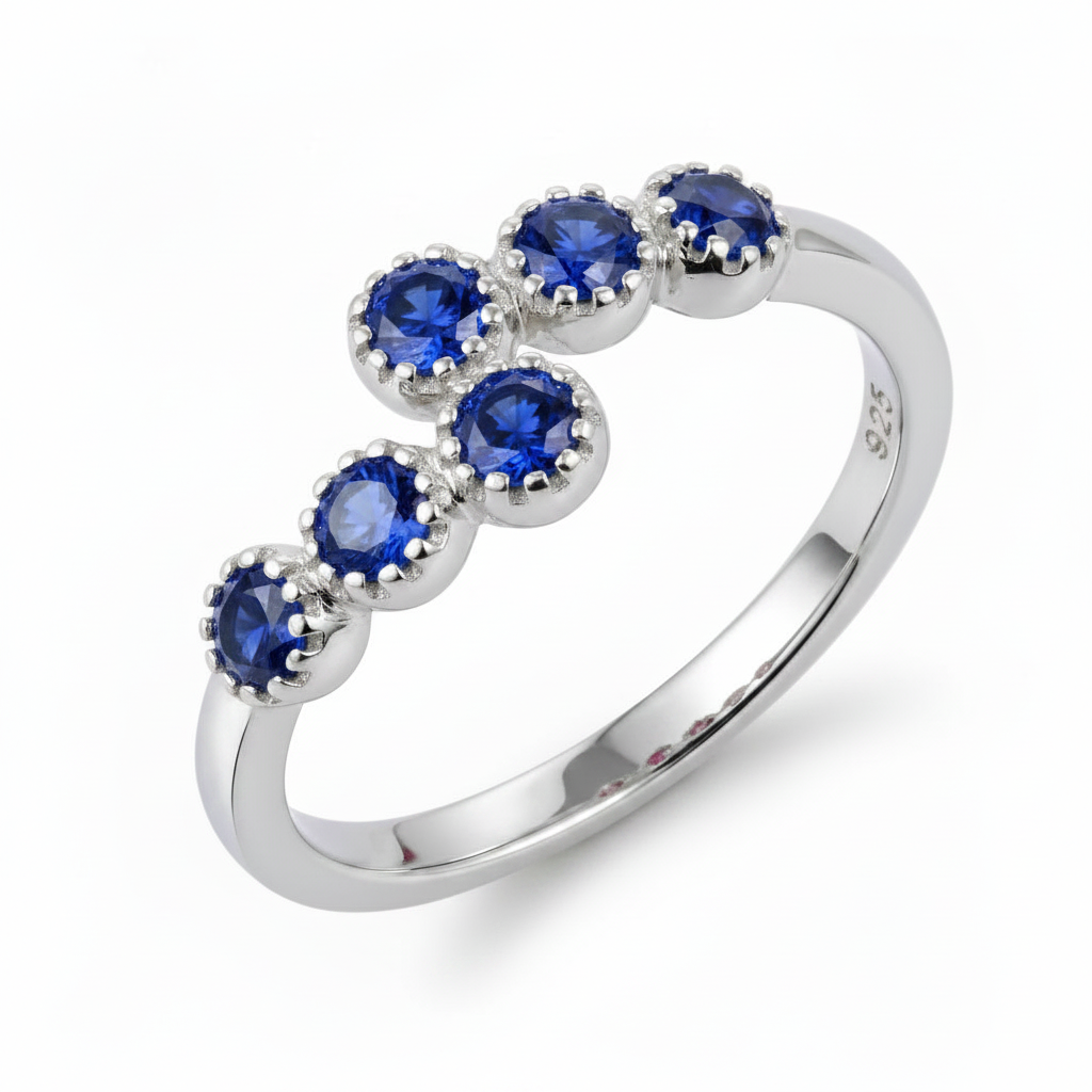 Sterling Silver Double Row CZ Bypass Crossover Ring