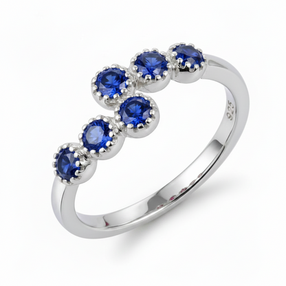 Sterling Silver Double Row CZ Bypass Crossover Ring