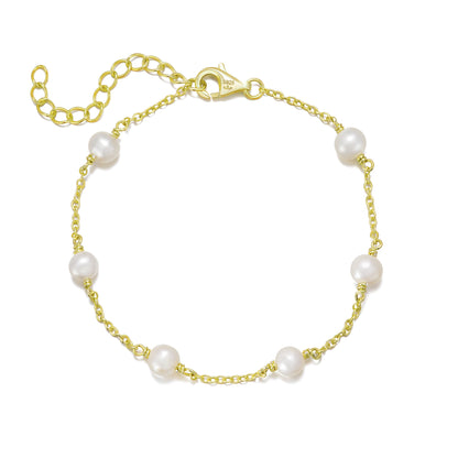 Sterling Silver Pearl Tin Cup Bracelet