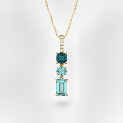 10k Gold Diamond and Shades of Topaz Pendant Necklace