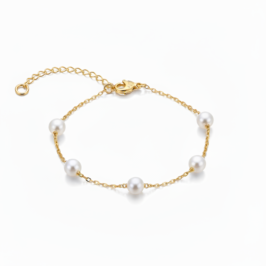 Sterling Silver Pearl Tin Cup Bracelet